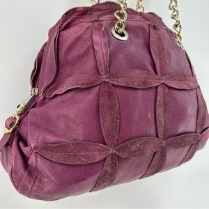 Pulicati Floral Leather Suede Chain Strap Tote